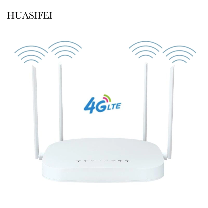 HUASIFEI 4G LTE router 300Mbps wireless CPE 4G mobile Wifi hotspot, with Sim card slot and 4Pcs external antenna One-click WPS