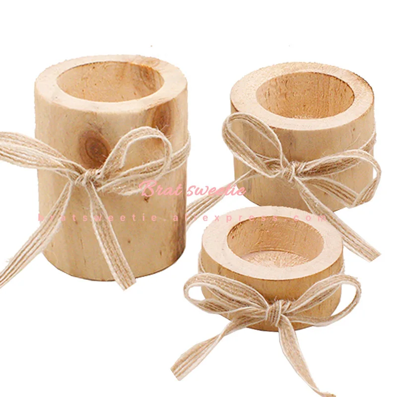 bow Candlestick Деревенский деревянный подсвечник, креативный подсвечник из дерева, рождественское свадебное украшение стола, центральные украшения, товары для дня рождения - Цвет: bow Candlestick