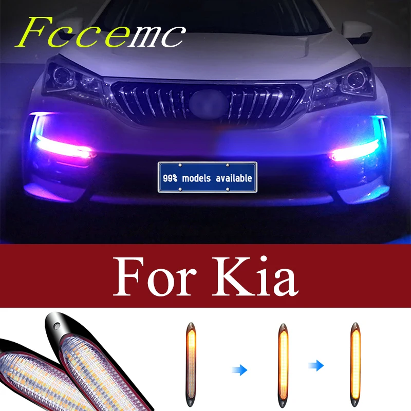 

2pcs 12V Car Led Light Strip DRL Daytime Running Lamp Auto Headlight Strips For Kia Ceed Rio 3 4 K2 Sportage 2019 2011 Optima
