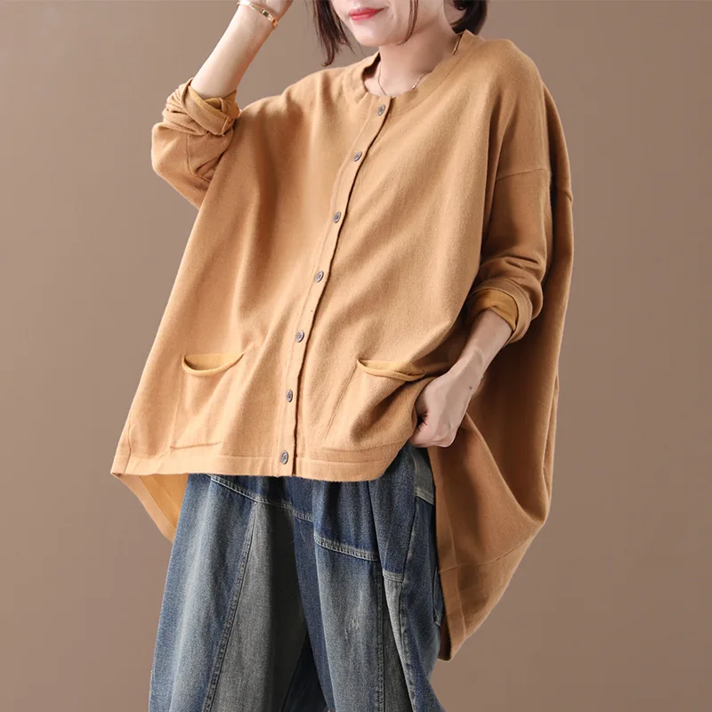 Women Sweater Autumn Winter Large size Loose Coat New Female Tops 2019 Cardigan Long-sleeved pocket Casual jackets |