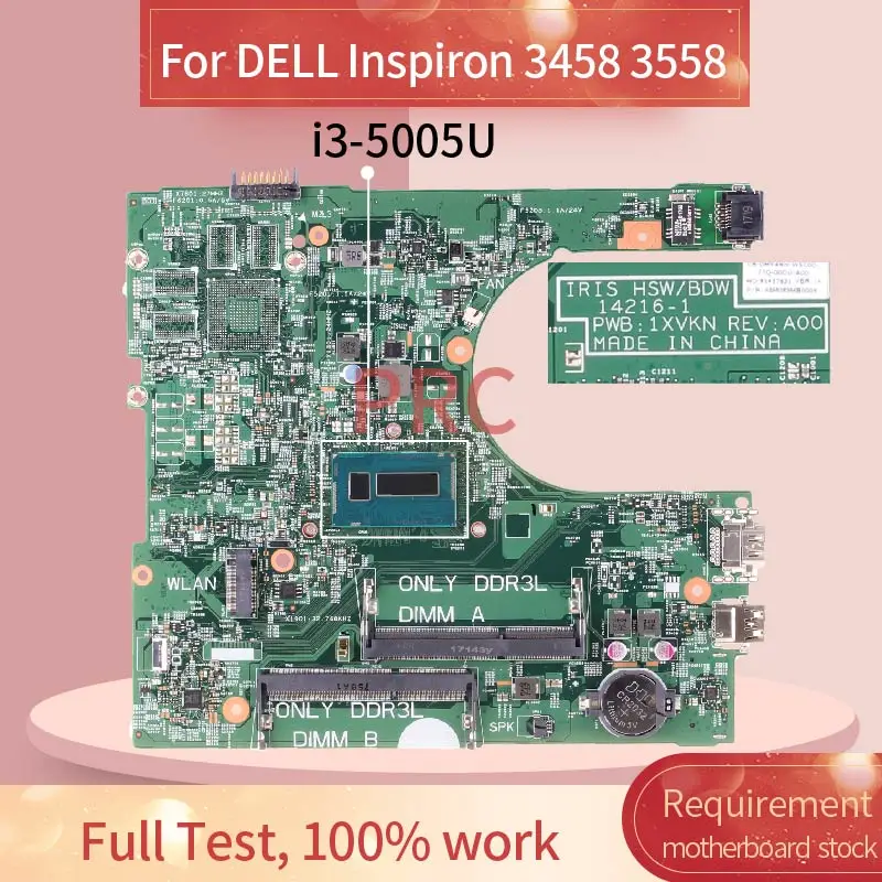 CN-0MY4NH для DELL Inspiron 3458 3558 i3-5005U материнская плата ноутбука 14216-1 SR27G DDR3 полный тест 100%