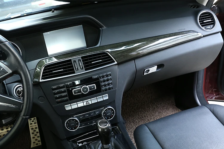 ABS черное дерево зерна для Mercedes Benz C Class W204 2010-2013 аксессуар для автомобиля центральная консоль для салона Защитная панель Крышка отделка
