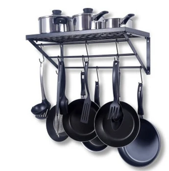 Kitchen Hanging Rack Heavy Duty with Hooks 45/60/90cm Pots And Pans Wall Organizer Rack Kitchen Shelf