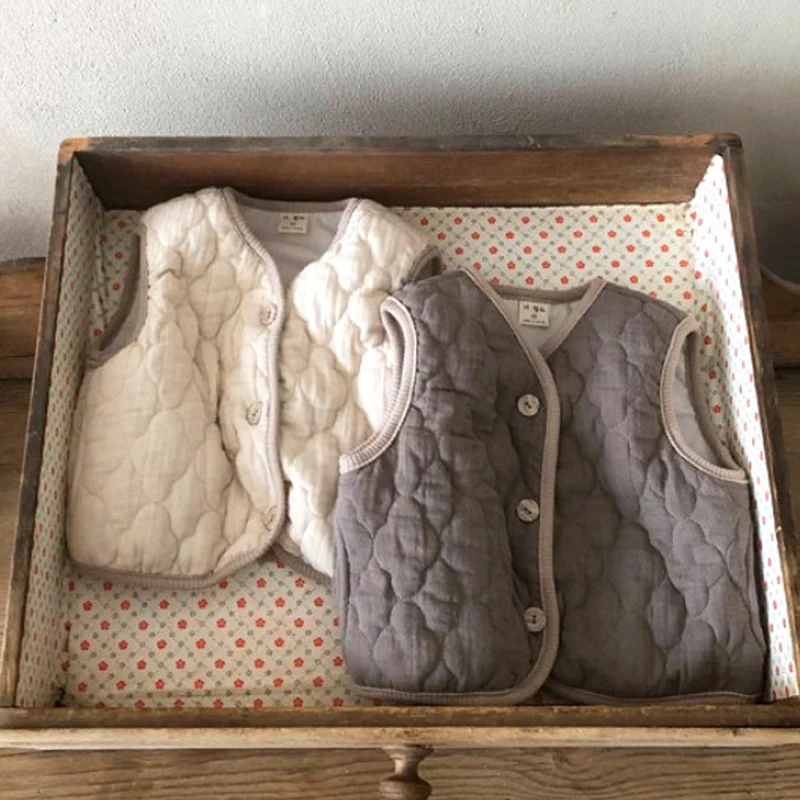 

Autumn Baby Jacket Sleeveless Boys Girls Vest Cotton Soft Kids Cardigan Infant Warm Kids Children Vest Knit Sweater 1-5Y Cotton