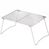 tiartisan mini compact charcoal barbeque grill titanium bbq grill net with folding legs outdoor camping hiking mesh grill ta5106