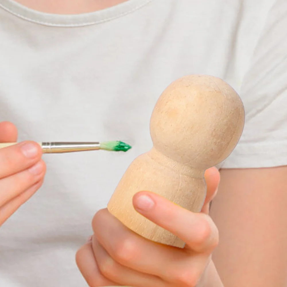 

1 Box 50pcs DIY Wood Graffiti Puppet Kids Educational Toys Children (Khaki)