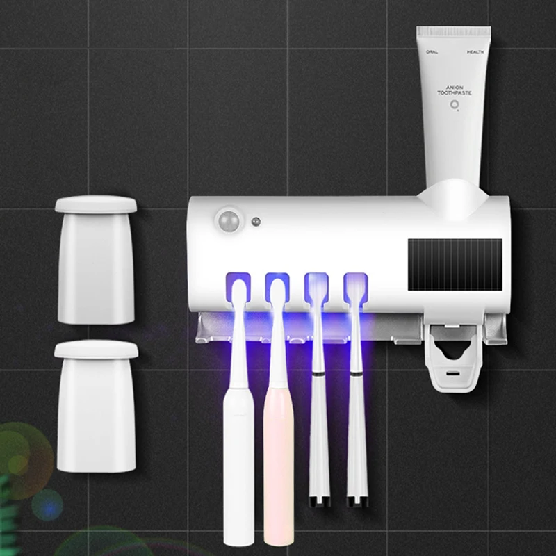 

Solar Energy UV Toothbrush Holder Wall Toothbrush Sterilizer Automatic Toothpaste Dispenser Squeezers Bathroom Accessories