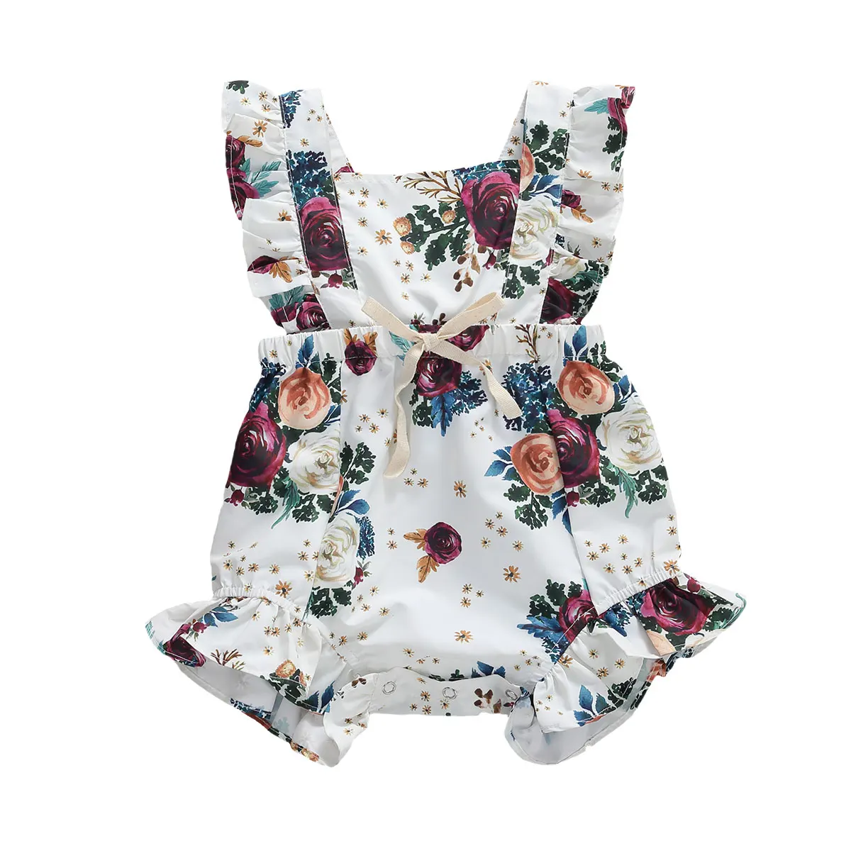 

2020 Summer Newborn Baby Swim Clothes Boy Girl Kids Cotton Floral Cute Outfits Infant Sleeveless 0-24M