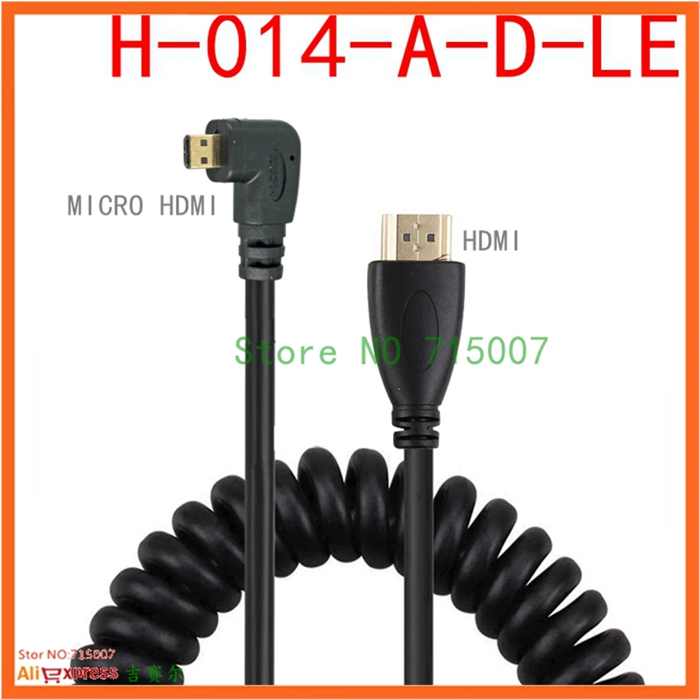 0,5 м/1,5 м HDMI к правый и левый Угол Mini HDMI и Micro HDMI кабель со штыревыми соединителями на обоих концах для подключения стрейч витая пружина гибкий кабель с ПВХ изоляцией V1.4 DSLR