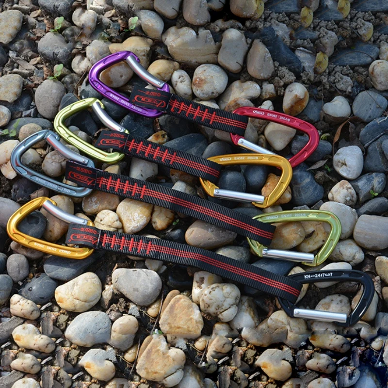 

New Outdoor Climbing Rock Slings And Quickdraw Carabiner Clip Webbing For Camping Rappelling Mountaineering Caving Random Color