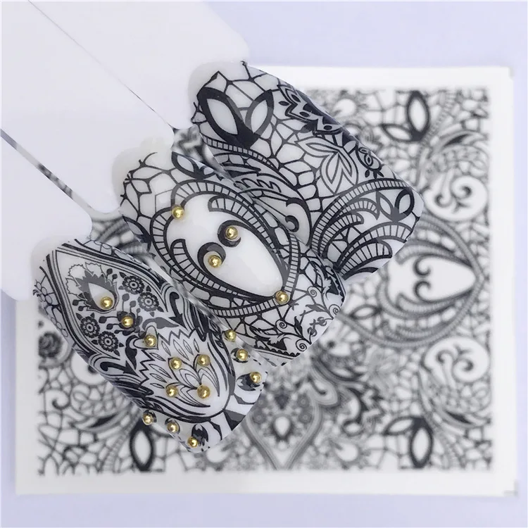 3D сексуальные черные кружевные наклейки для ногтей DIY маникюрные s лист дизайн