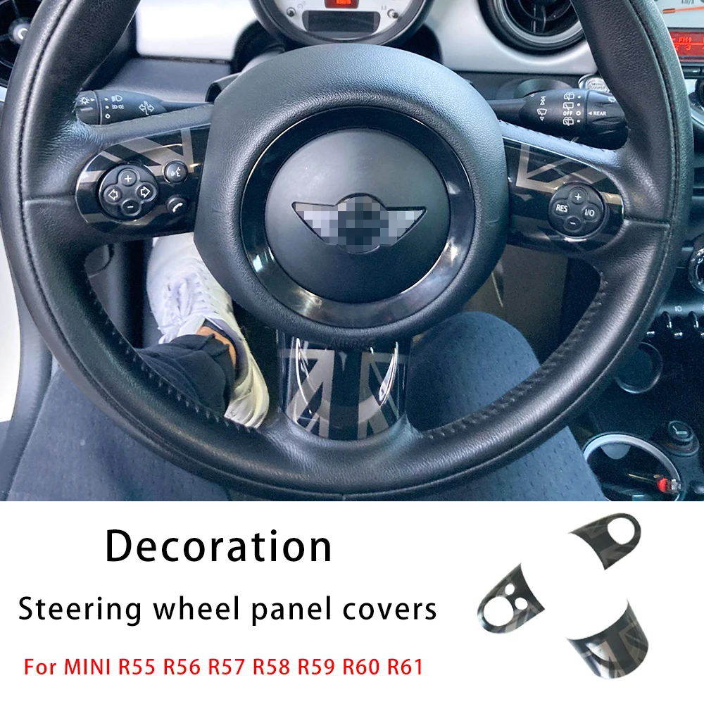 Наклейка на панель рулевого колеса с черным флагом наклейка чехол для MINI COOPER R55 R56