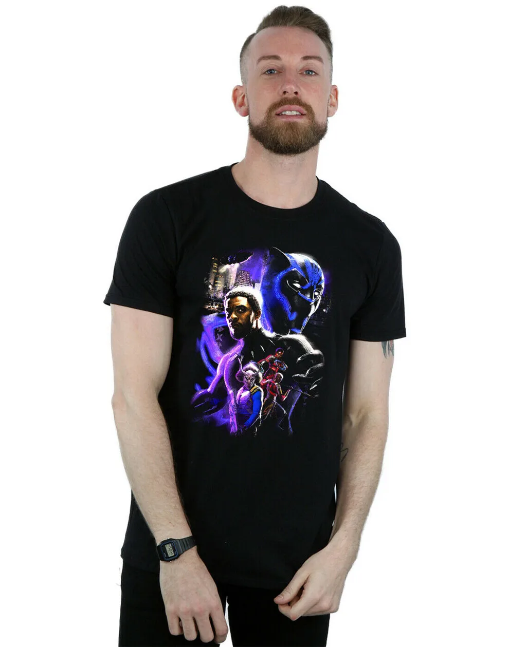 Marvel/мужская футболка с изображением черной Пантеры в свободном стиле| |
