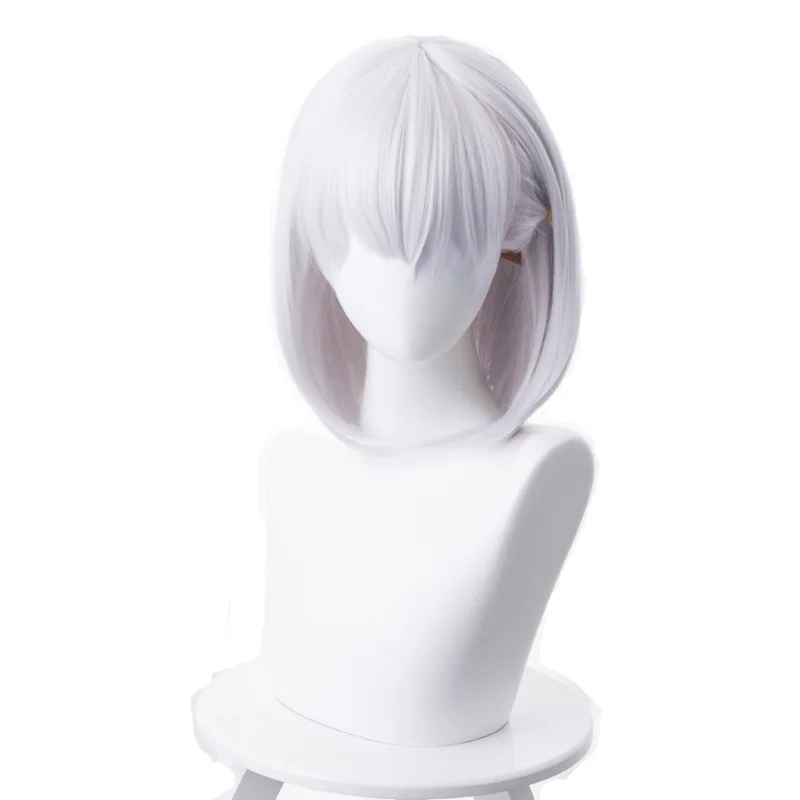

Fate Grand Order Gamma Initial Light Gray Blue Wave Head Cos Wig Anime Cosplay Game Perform Fluffy Female Kawaii Short Hair Wig