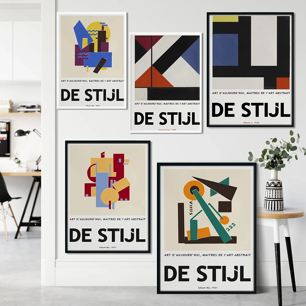 

De Stijl Geometric Artwork Exhibition Posters and Prints Gallery Wall Art Pictures Canvas Painting for Living Room Home Decor