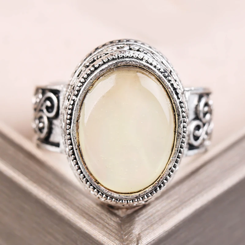Богемное винтажное овальное кольцо с лунным камнем для женщин Ретро тибетский