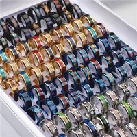 20pcslot fashion sparkling multicolor shell stainless steel rings for women men mix style wedding party finger jewelry