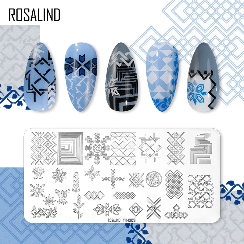 ROSALIND шаблоны для стемпинга Plate Nail Art Design Flower Animal Image DIY окрашенный стальной штамп