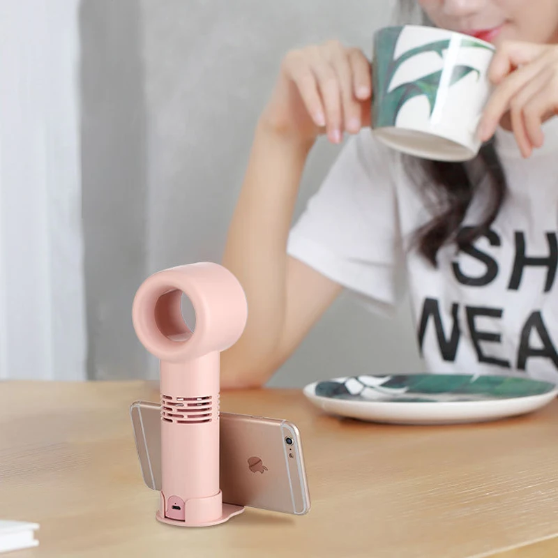 

Mini Handheld Bladeless Fan Air Cooler USB Rechargeable Ventilator With LED Ligth Detachable Base Portable Fan Outdoor/Office