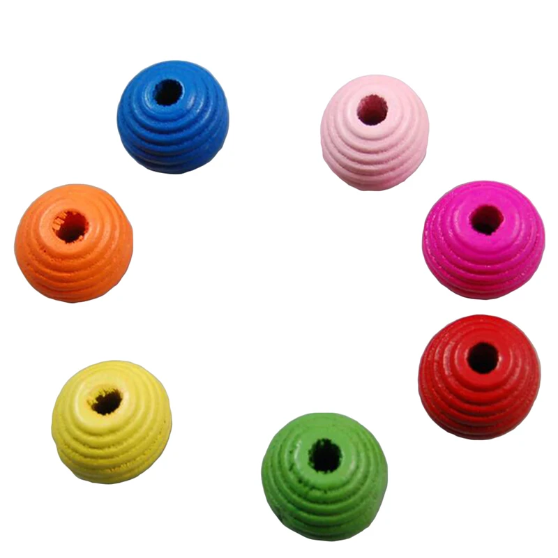 

Round Wooden Beads DIY children's Beaded Material Striped Colored Thread Wooden Beads Baby Rattle Pacifier Beads 2020 New