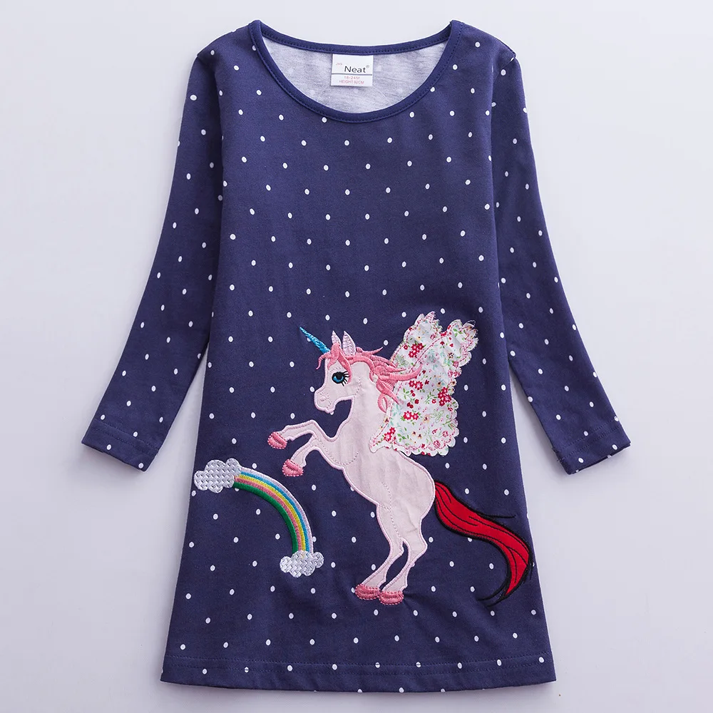 Хлопковое платье для девочек праздничное принцессы с единорогом маленьких