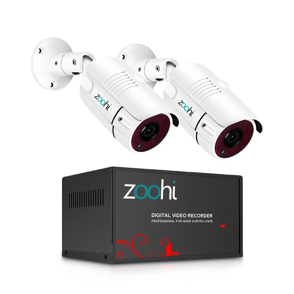 1080P 2 Cameras 4CH Zoohi AHD система видеонаблюдения 1080P система видеонаблюдения уличная камера Водонепроницаемая камера ночного видения камера безопасности комплект IP66 - Цвет: 1080P 2 Cameras 4CH