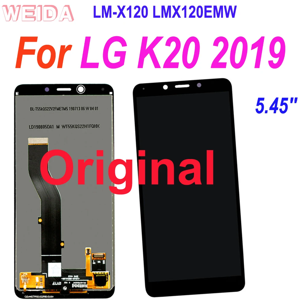 Original For LG K20 2019 LCD Display Touch Screen Digitizer Assembly with Frame For LG K20 LM-X120 LMX120EMW LCD Replacement