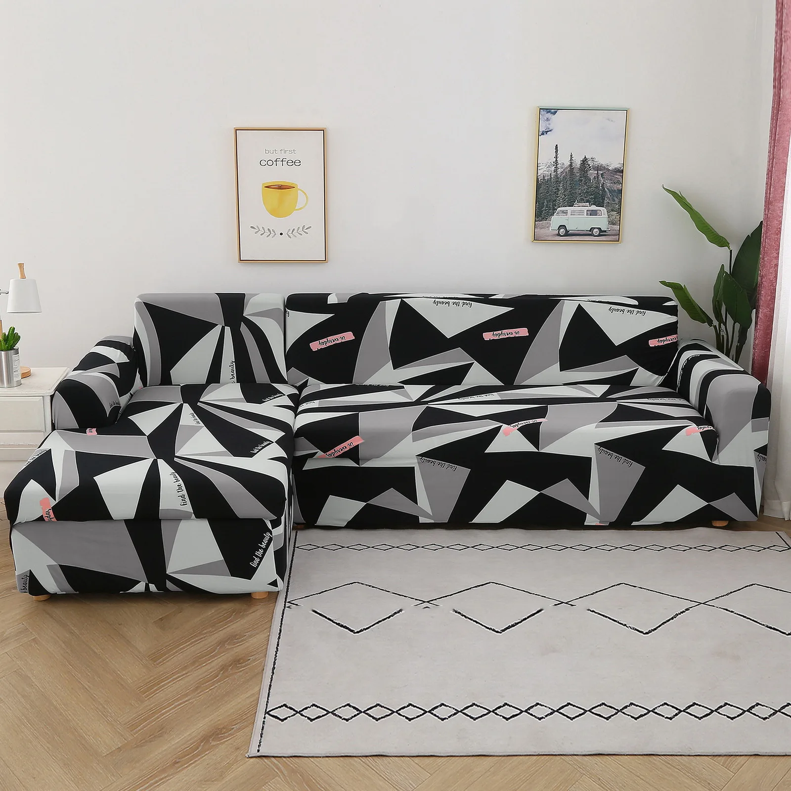 

Soft Stretch Corner Sofa Cover L Shaped Slipcover Protect Furniture Decor Elastic Cushion Couch Set Chaise Large Slip-Resistant