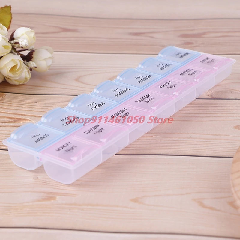 

New 7 Day Pill Box Medicine Tablet Dispenser Organizer Weekly Storage Case For AM PM Plastic Weekly Pill Box