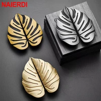 naierdi leaf handle black gold leaves creative cabinet handles drawer knobs wardrobe door handles furniture handles