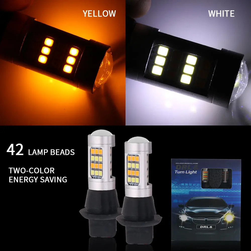 

Yobis Dual Color Motorcycle Truck Trailer Turn Signal Light LED Switchback with Universal 7440 t20 2835 42smd