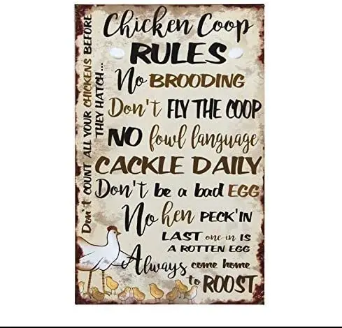 

Chicken Coop Chicken Farm Wall Decoration Metal Wall Plate Chicken Coop Rules Retro Farmhouse Home Decoration Metal Plate