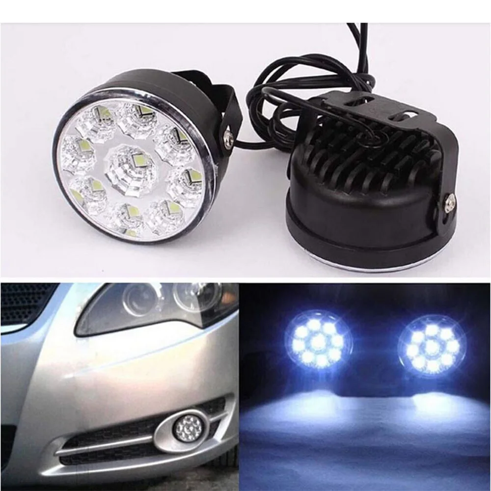 2 шт. 9 светодиодный DRL круглые противотуманные фары Дневные Фары Лампы 12v белого