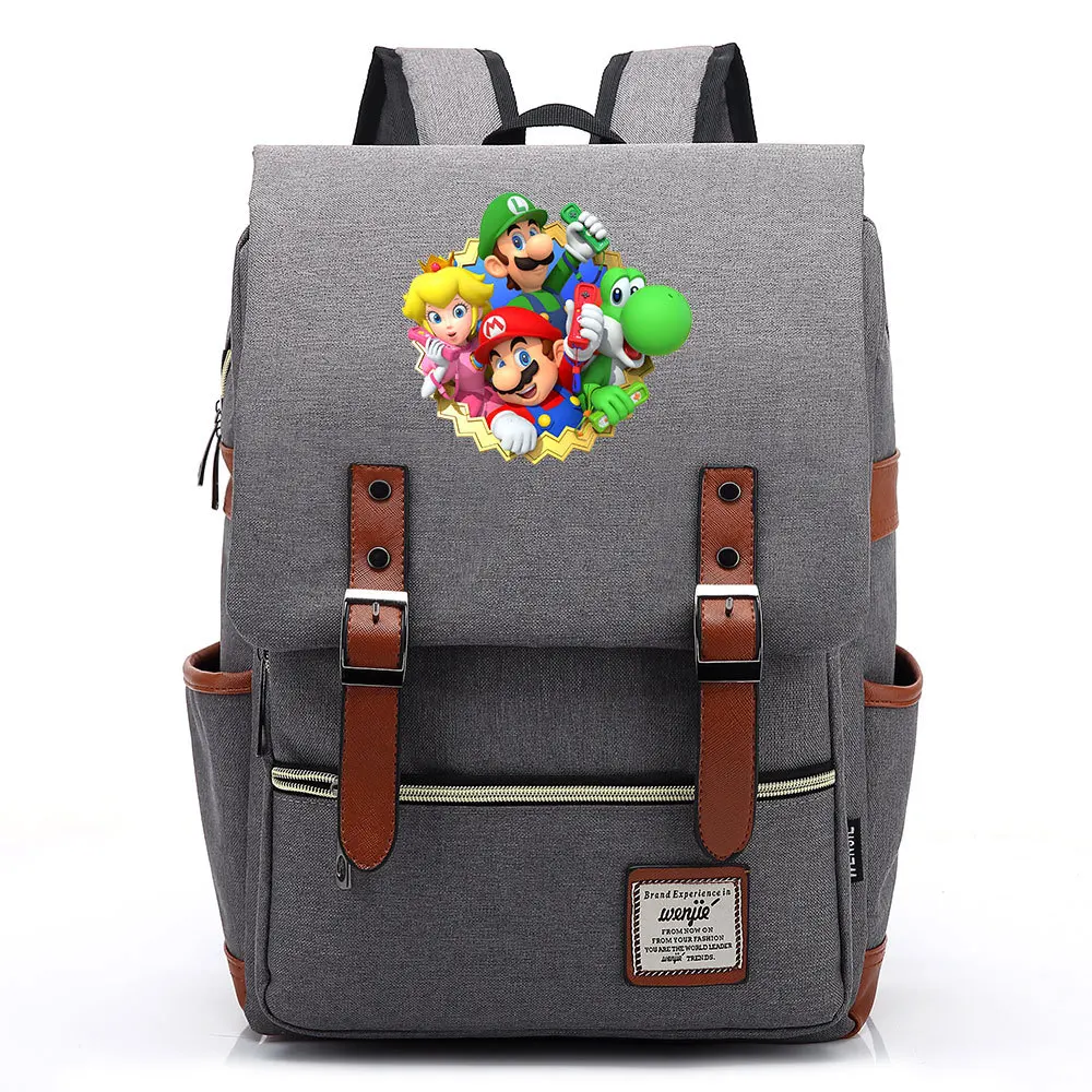 

Super Cute #4 Canvas Travel Backpack Students Bag Marrio Gift for Kids