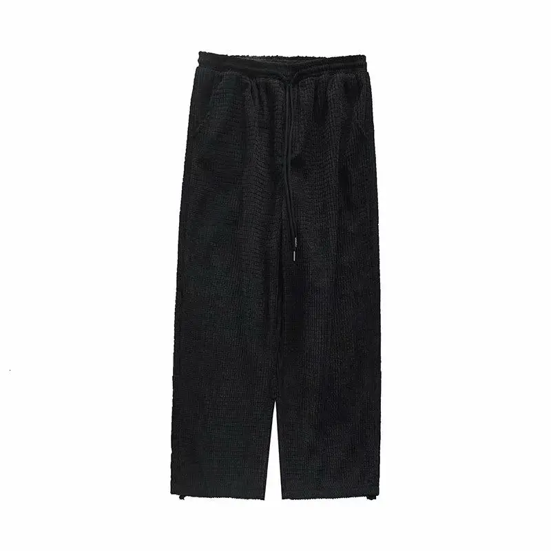 

Wide-leg Pants Men's Fashion Solid Color Retro Drawstring Casual Pants Men Streetwear Loose Hip-hop Straight Trousers Mens M-2XL