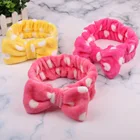 Повязка для волос с бантом Женская, 2021 Коралловая флисовая мягкая эластичная повязка на голову для мытья лица, макияжа, ванной, аксессуары для волос в виде тюрбана