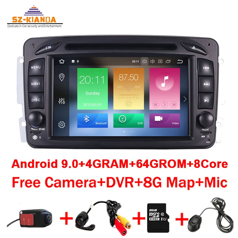 4 ГБ ОЗУ 64 Гб ПЗУ 8 ядерный Android 9,0 2din автомобильный dvd-плеер для Mercedes Benz CLK W209 W203 W463 W208 Wifi 3g gps Bluetooth радио gps