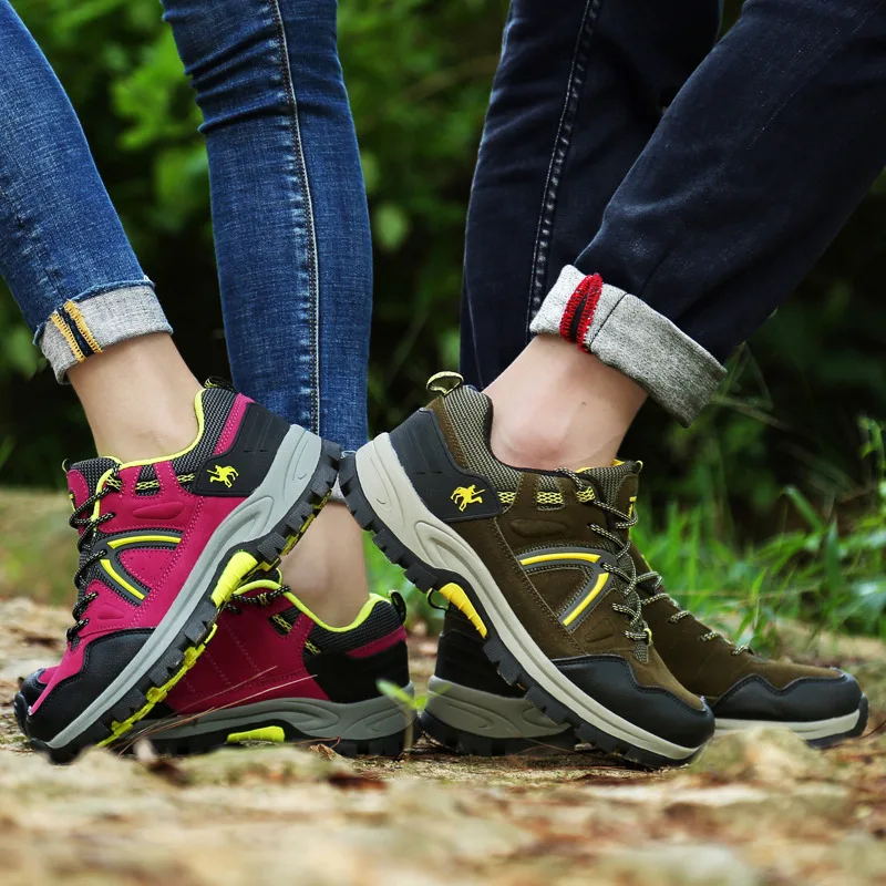 CAMEL JINGE 2021 New Professional Red Women Hiking Shoes Sneakers Unisex Outdoor Shoes Sports Non-slip Rubber Trekking Shoes Men