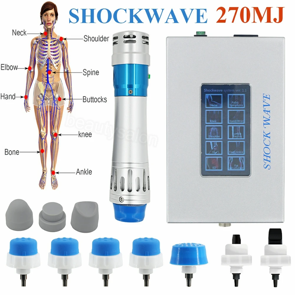 

Shockwave Therapy Machine Portable Pain Relief Shock Wave For ED Treatment And Shoulder Pain Home Use Body Relax Massager 270MJ