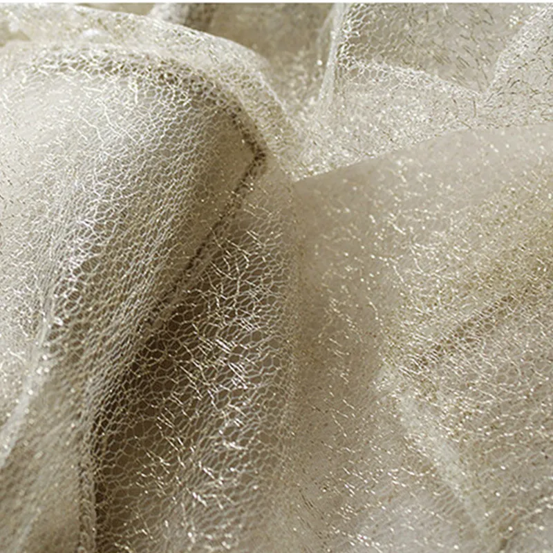 90x165 см/шт. Дизайнерская ткань неровная ажурная текстура платье импортная золотая