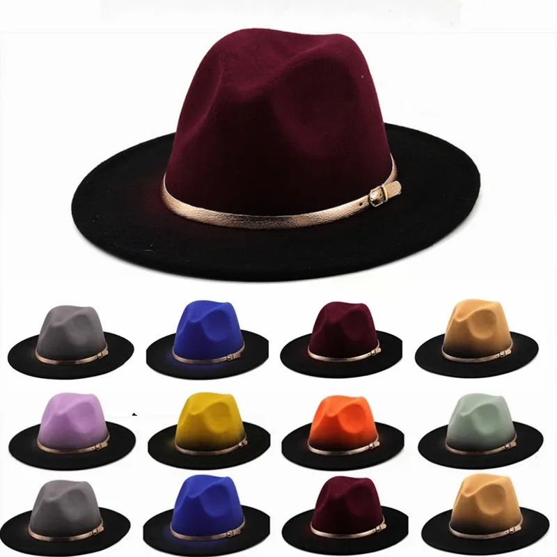 

Шляпа в британском стиле для мужчин и женщин, церковная Панама с широкими полями, с градиентным золотым ремнем, Панама, джаз