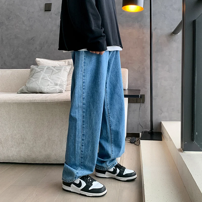 Blue White Black Jeans Men's Fashion Casual Baggy Jeans Mens Harajuku Streetwear Loose Hip-hop Straight Denim Trousers Men M-2XL