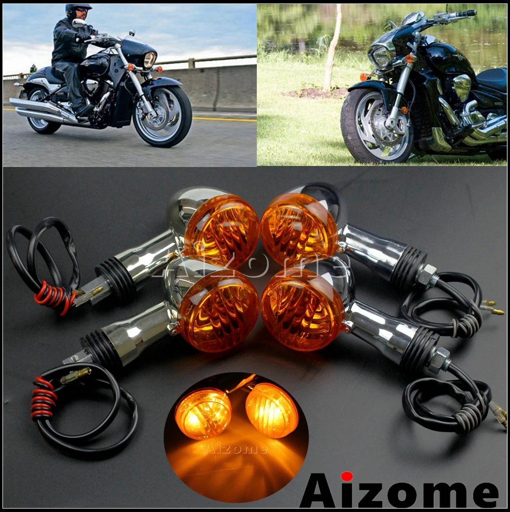 12V Front &Rear Turn Signal Light Motorcycle Amber Indicators Light Running Lamp Blinkers For Suzuki Boulevard M109R VRZ1800