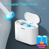 Ecoco Disposable Toilet Brush With Cleaning Liquid Toilet Long Handle Replacement Brush Head Cleaner Set For Bathroom