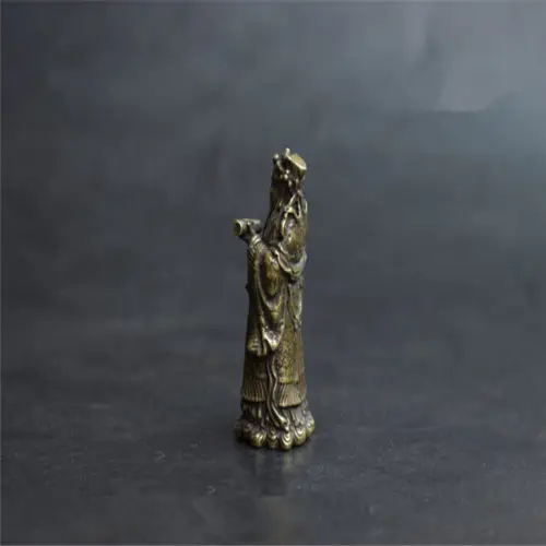 Китайская неправящая Чистая латунь Бог богатства приглашая деньги маленькая