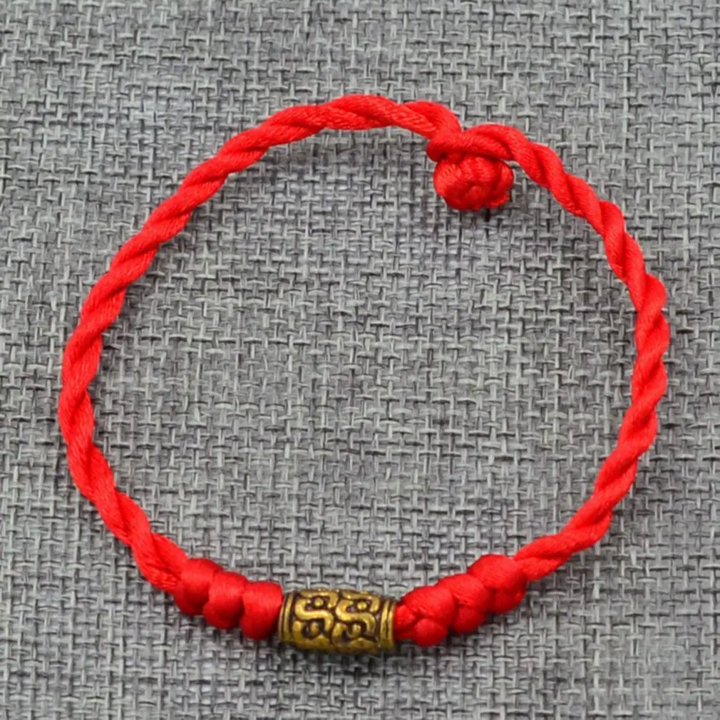 Традиционная тибетская Серебряная Красная Нить счастливый браслет веревочный