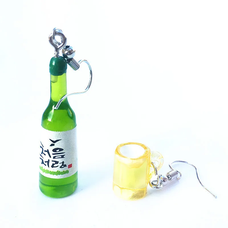 

Women's jewelry asymmetric wine bottle wine cup earring without ear hole Clip-on earrings Unusual earings fashion jewelry 2020 t