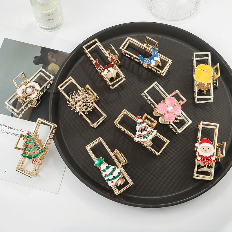 

New Design Christmas Trees Hair Clip Barrette Sweet Flower Metal Bobby Pins Women Hair Accessories Fashion Cartoon Hairgrip Gift
