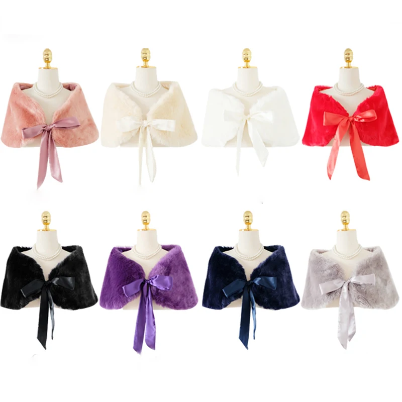 Женская накидка из искусственного меха зимняя теплая меховая для невесты 8