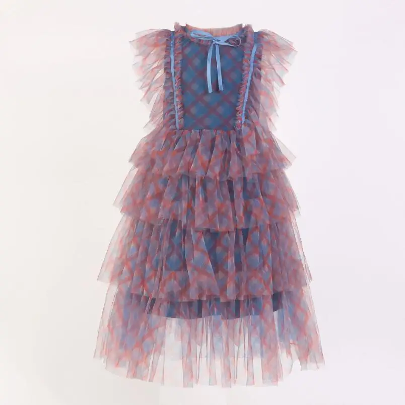 Retail Summer Baby Fashion Printed Cake Dress Princess Kids Sweet Clothing 3-8T |